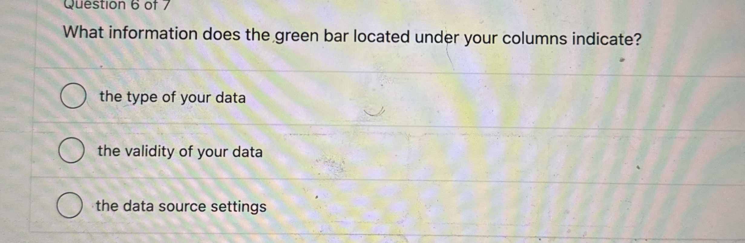 What information does the green bar located under