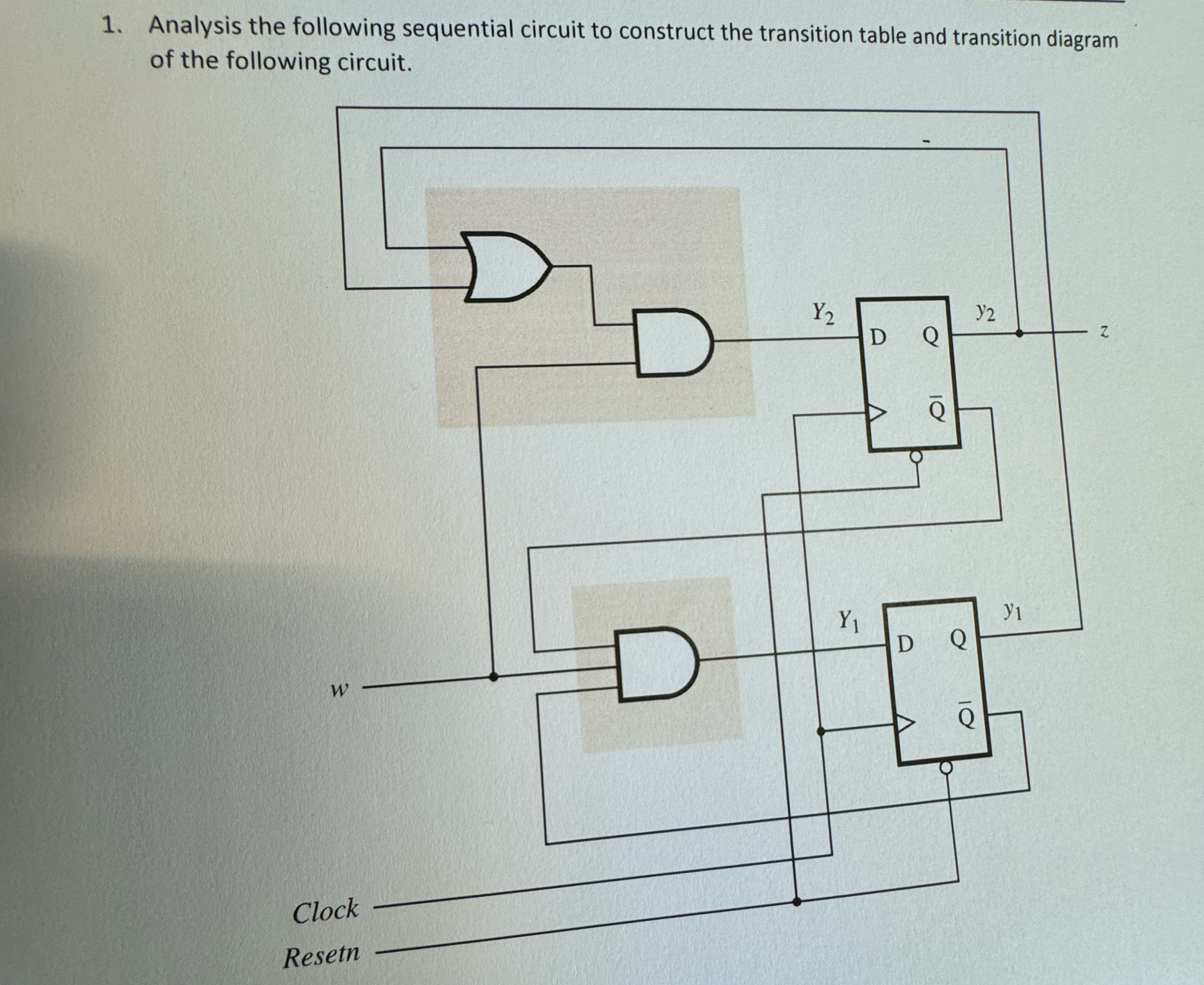 Analysis the following sequential circuit to