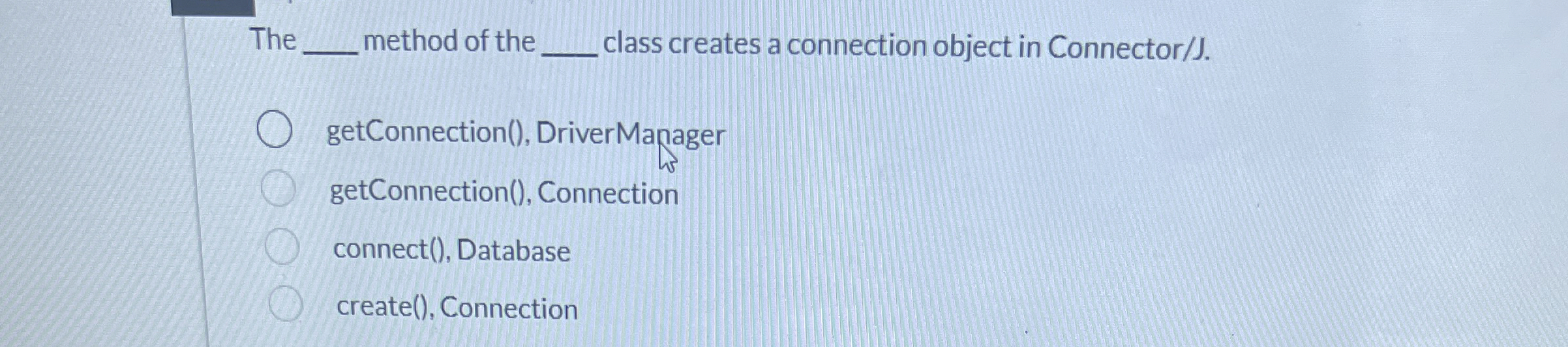 The q , method of the class creates a connection
