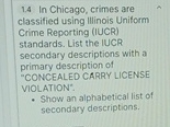 1 . 4 In Chicago, crimes are classified using