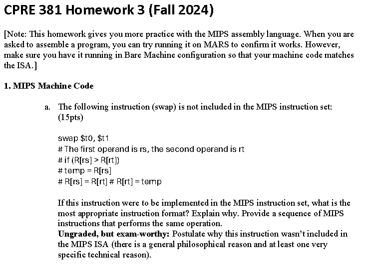 CPRE 3 8 1 Homework 3 ( Fall 2 0 2 4 ) [ Note: