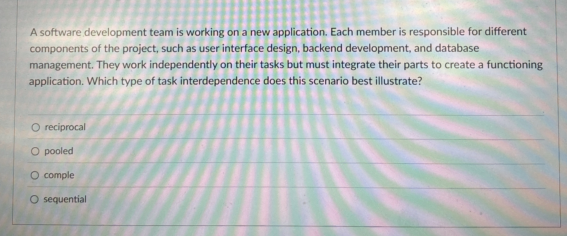 A software development team is working on a new