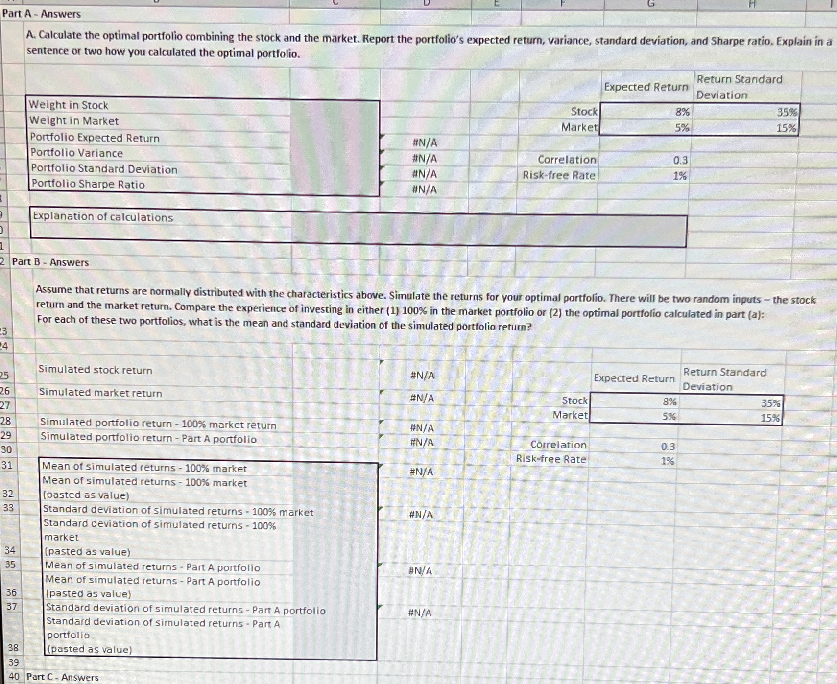 Stock Expected Return 8% Market Expected Return