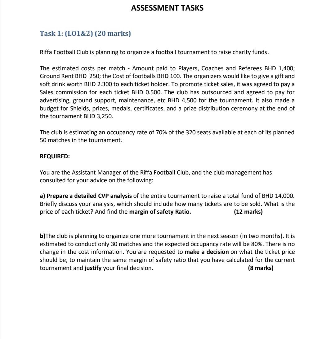 ASSESSMENT TASKS Task 1: [L01&2] [20 marks] Riffa