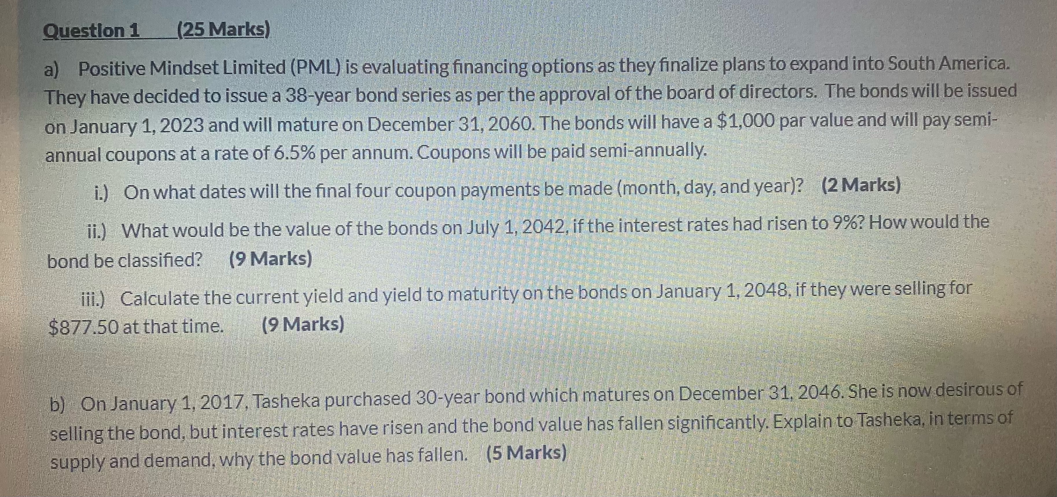 Question 1 (25 Marks) a) Positive Mindset Limited