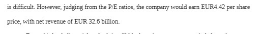 is difficult. However, judging from the P/E