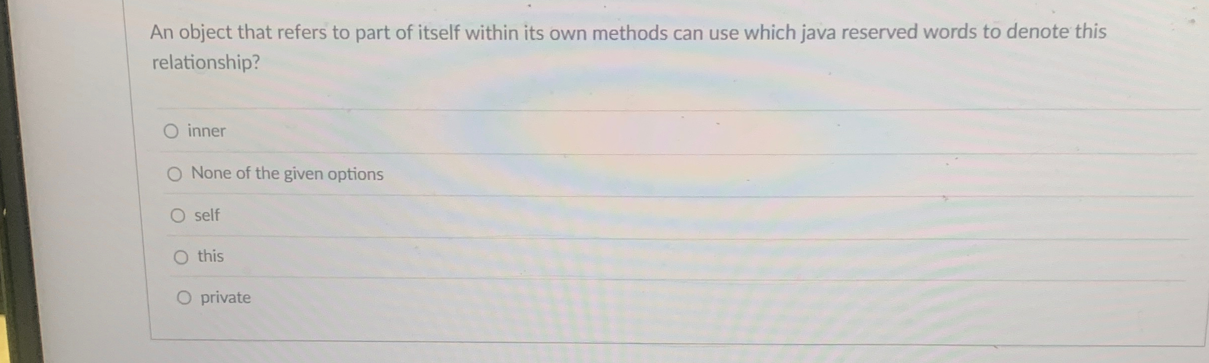 An object that refers to part of itself within