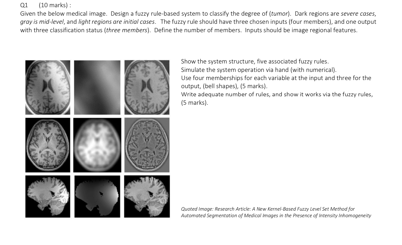 Q 1 ( 1 0 marks ) : Given the below medical