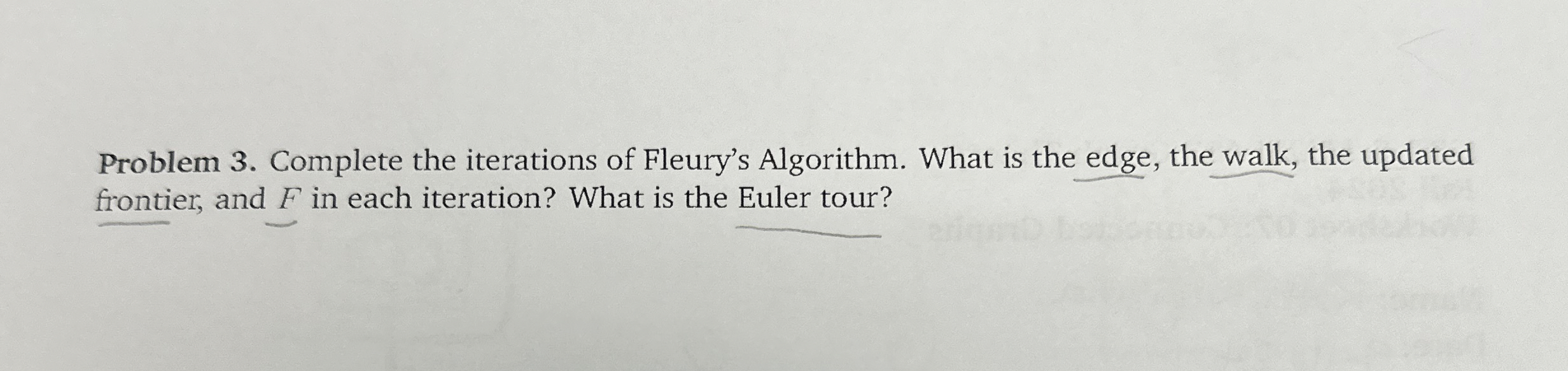 Problem 3 . Complete the iterations of Fleury's