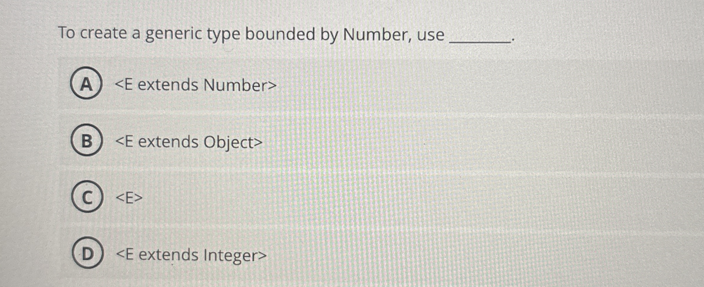 To create a generic type bounded by Number, use <