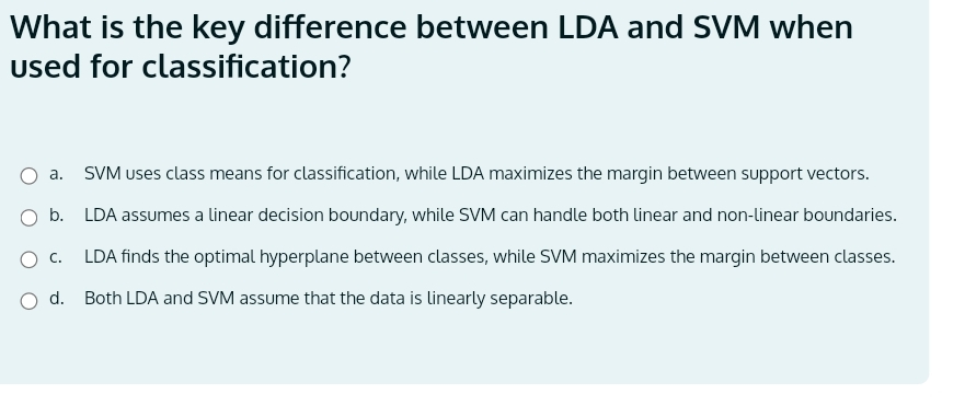 What is the key difference between LDA and SVM
