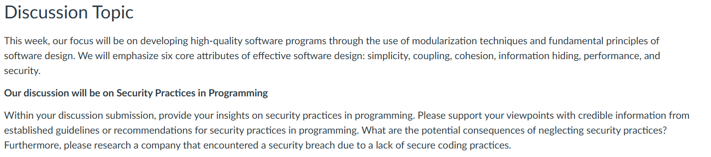 Discussion Topic This week, our focus will be on