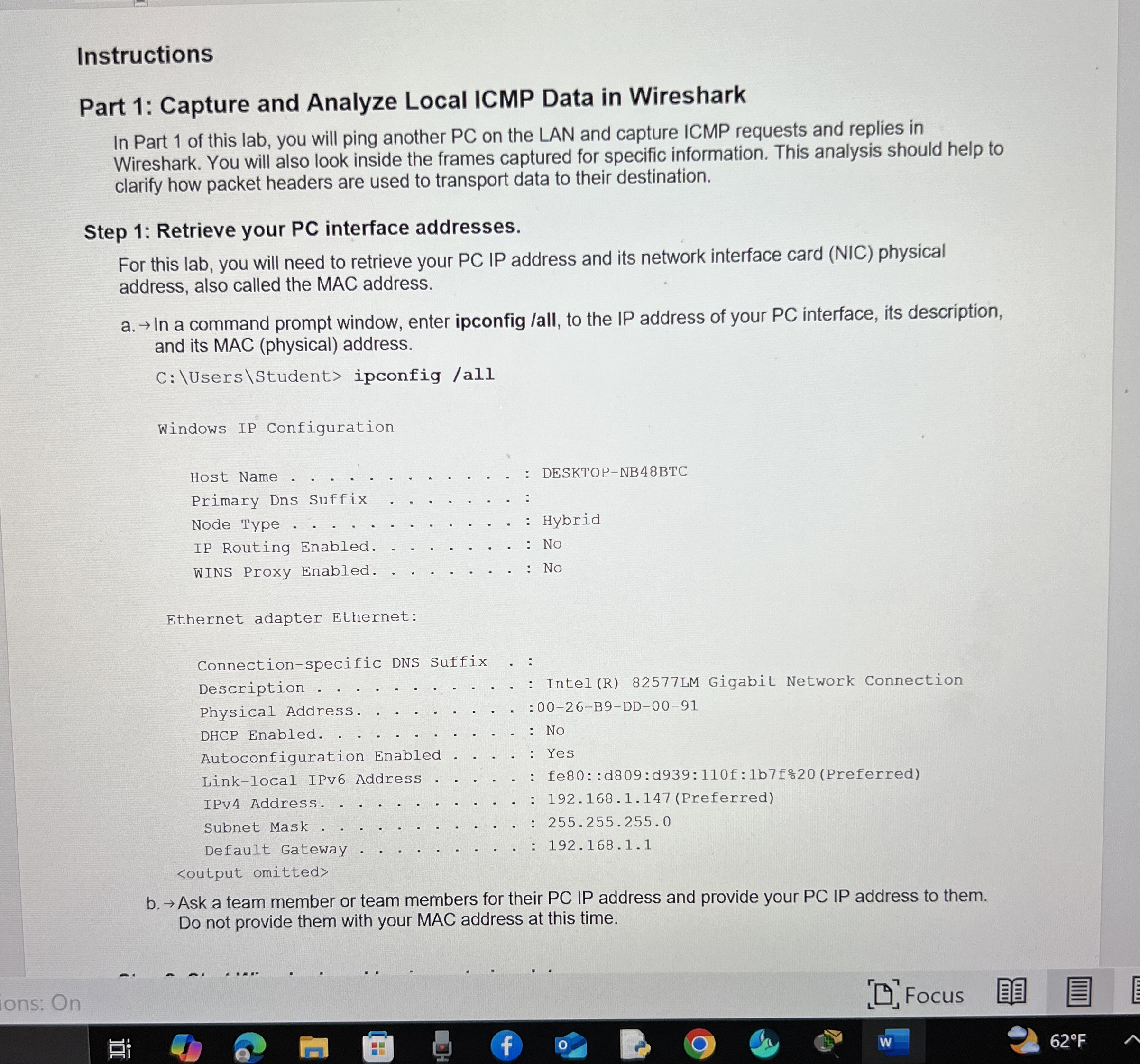 Instructions Part 1 : Capture and Analyze Local