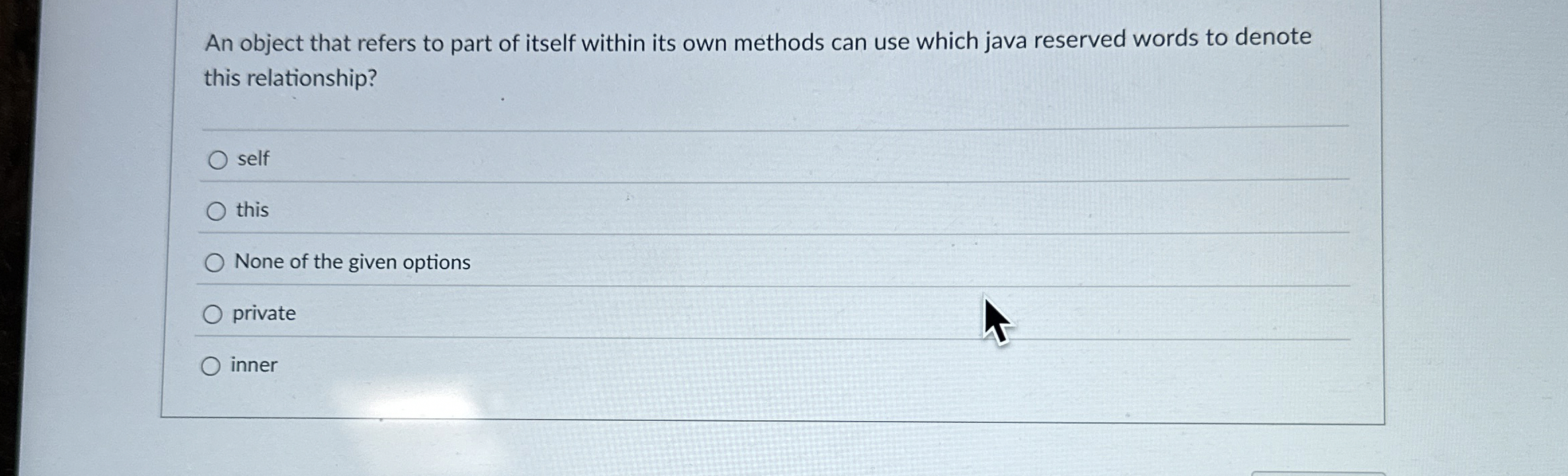 An object that refers to part of itself within