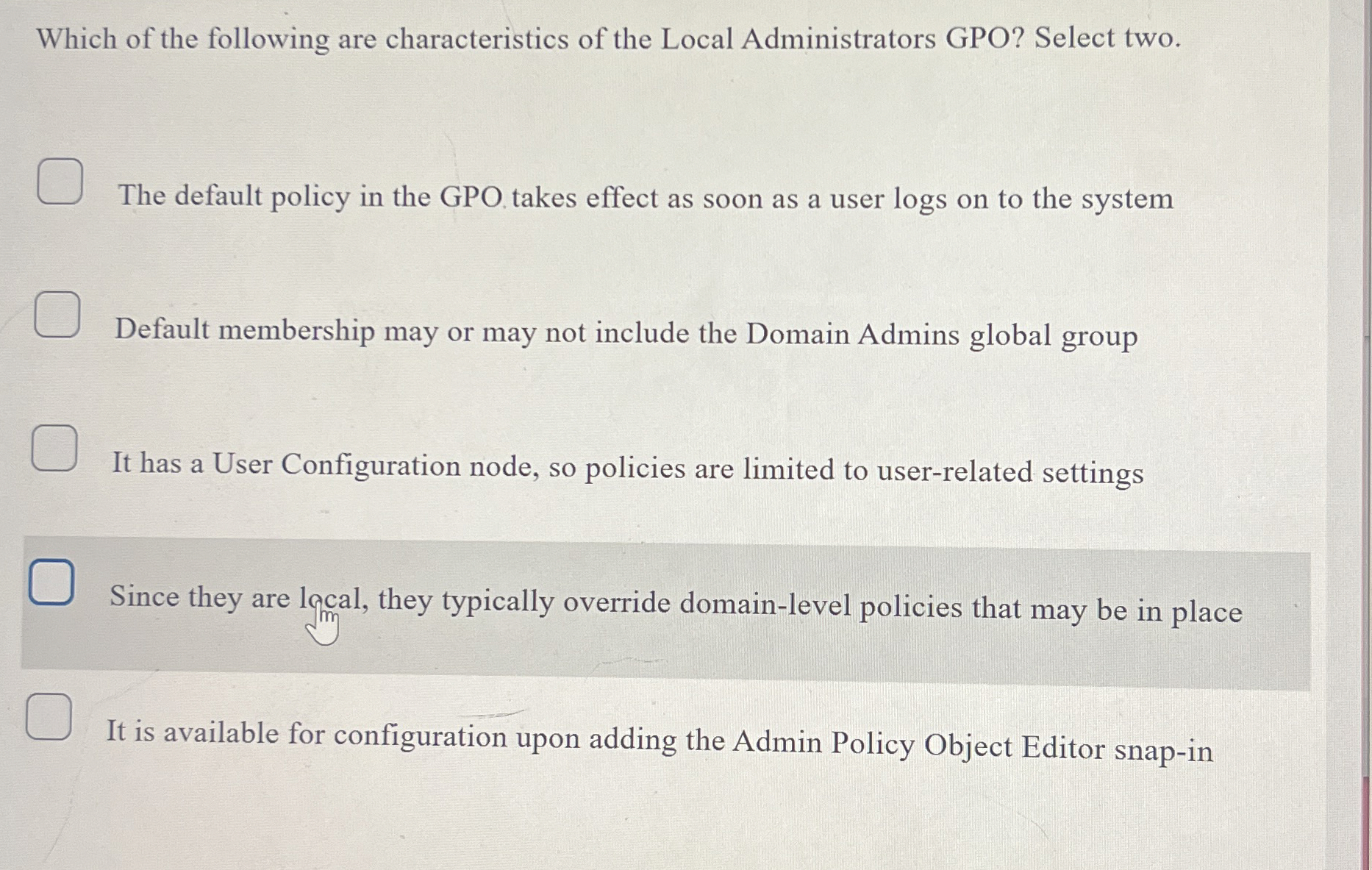 Which of the following are characteristics of the