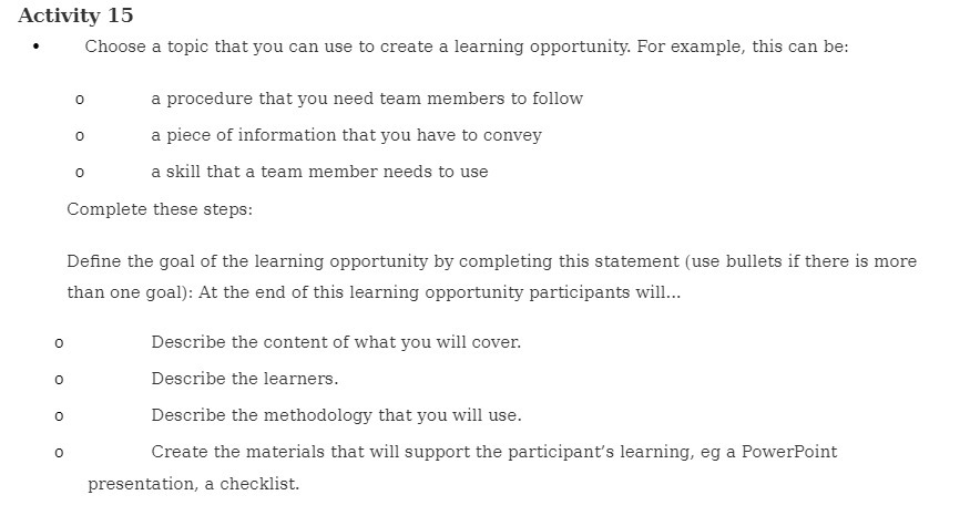 Activity 15 - Choose a topic that you can use to