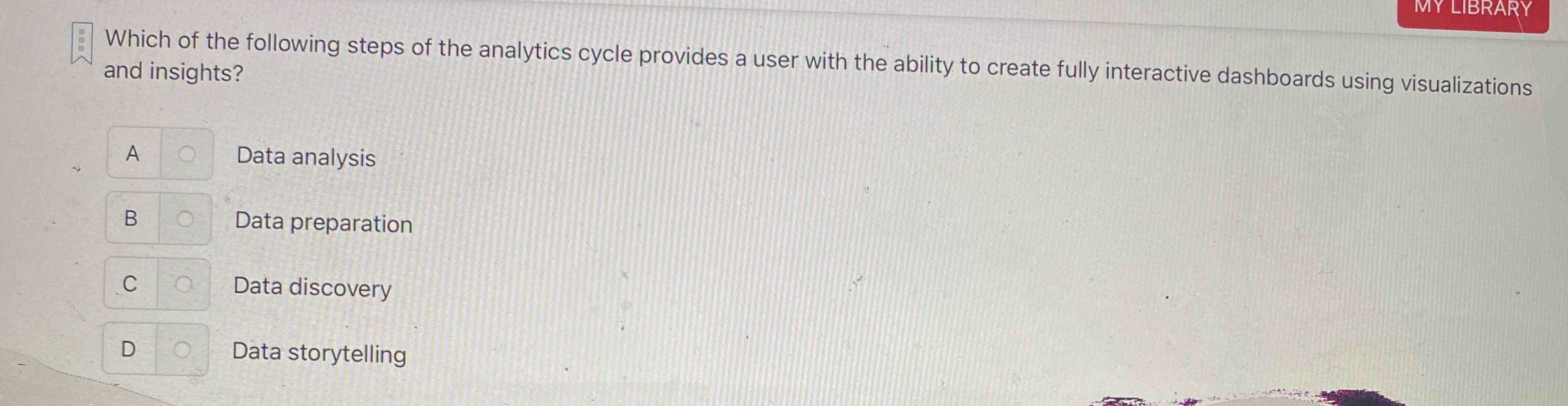 Which of the following steps of the analytics