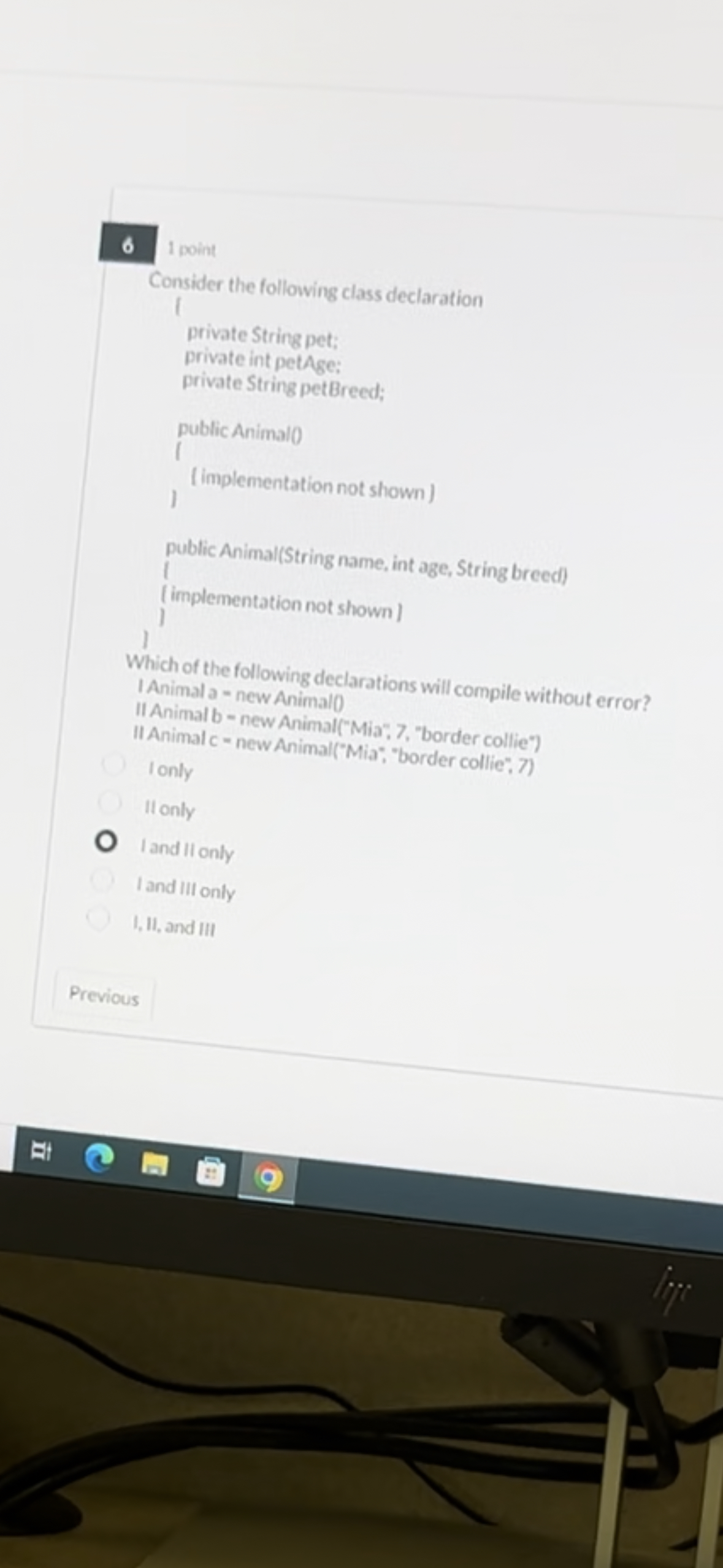 Consider the following class declaration I