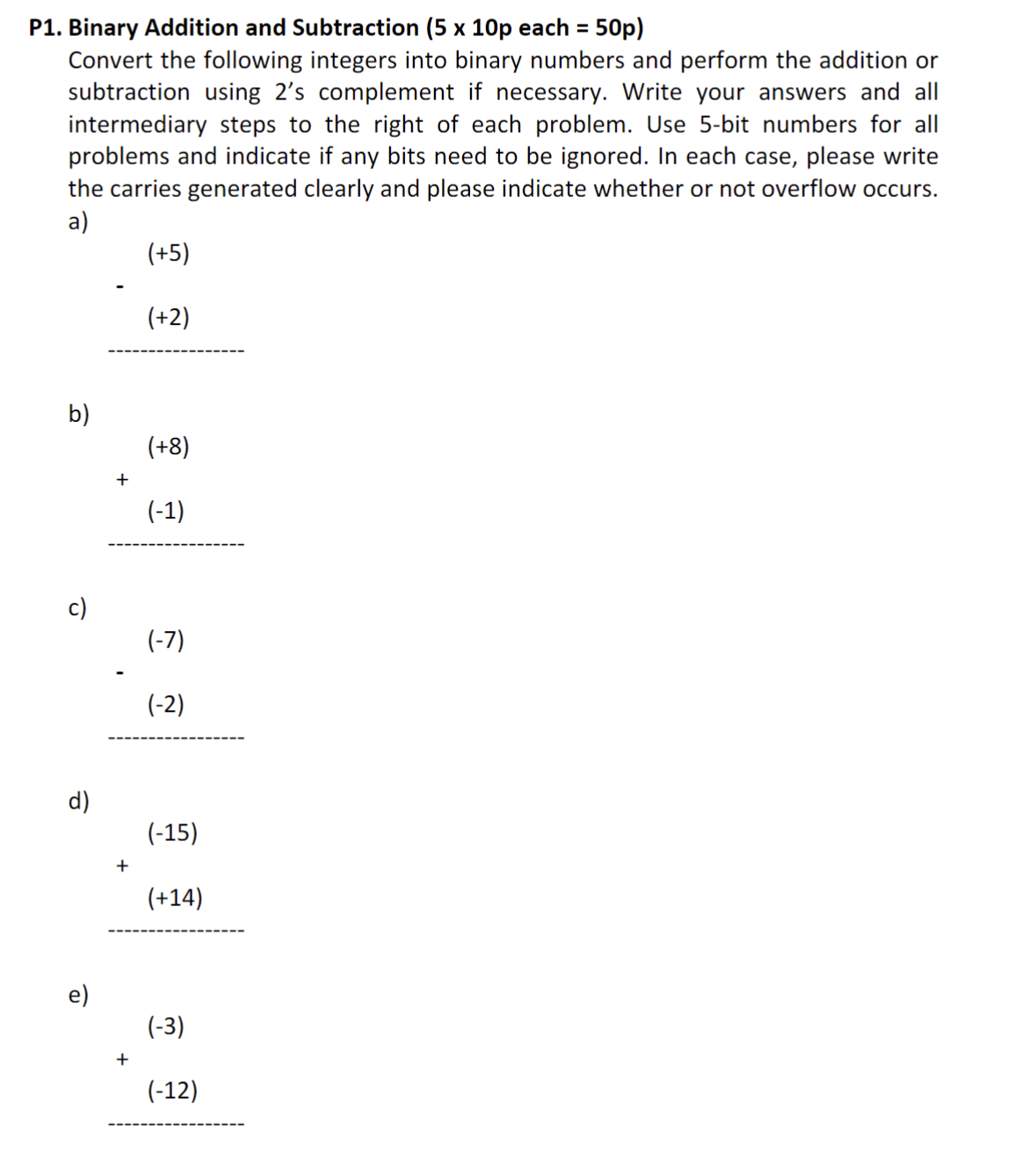 Can you help me solve a , b , c , d , and e ? P 1