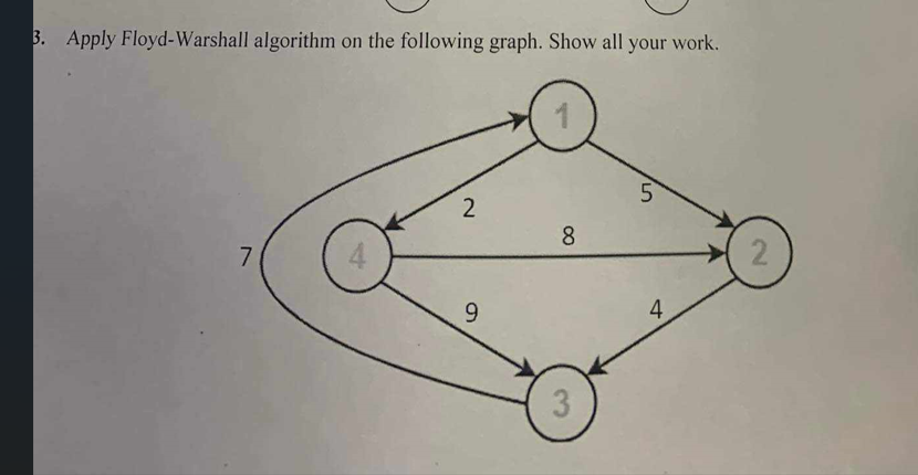 3 . Apply Floyd - Warshall algorithm on the