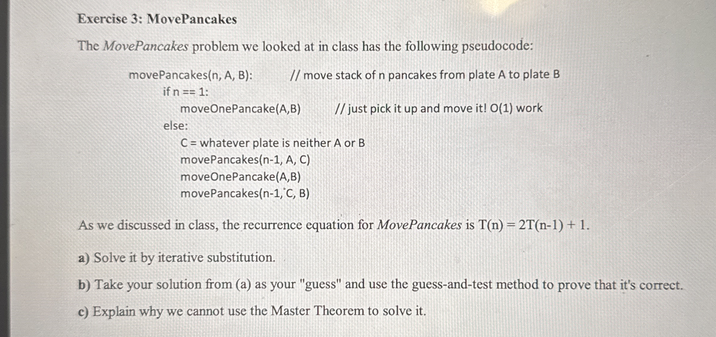 Exercise 3 : MovePancakes The MovePancakes