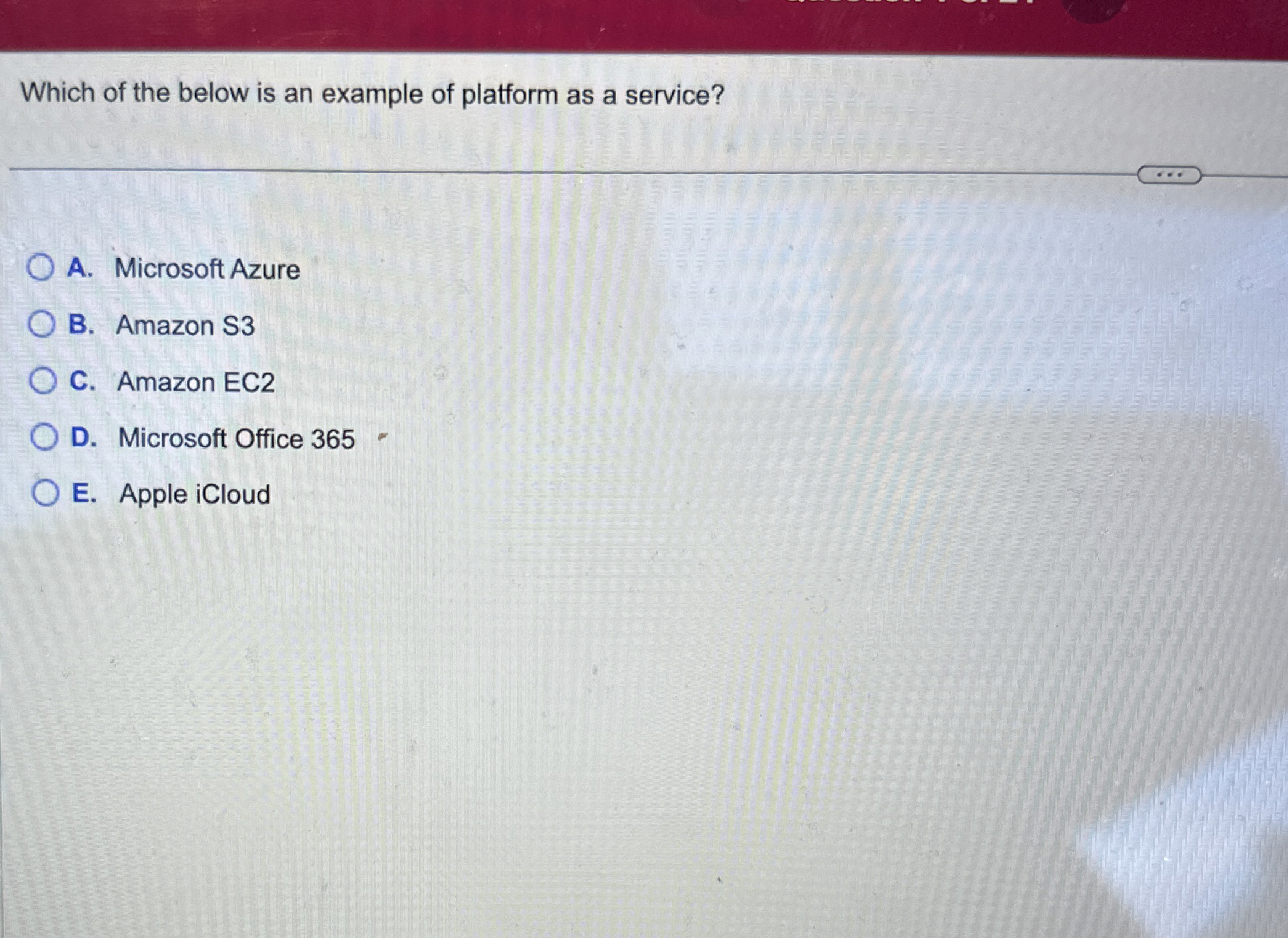 Which of the below is an example of platform as a