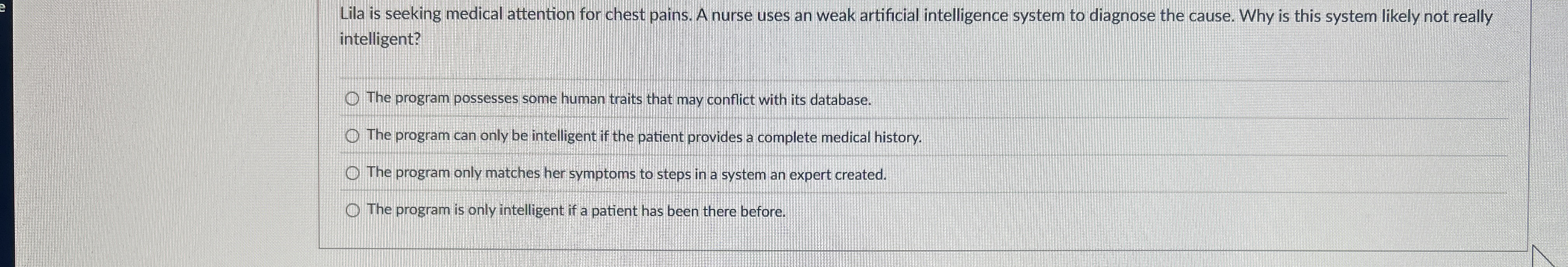 Lila is seeking medical attention for chest