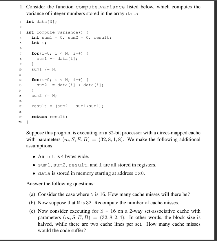 Consider the function compute _ variance listed