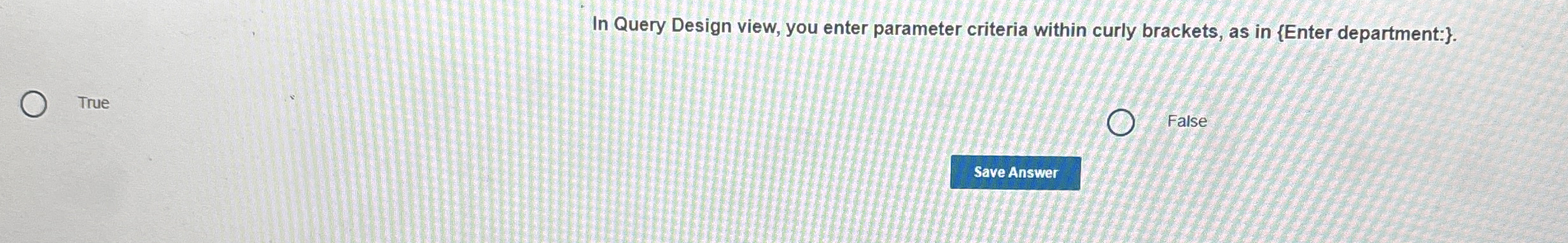 In Query Design view, you enter parameter