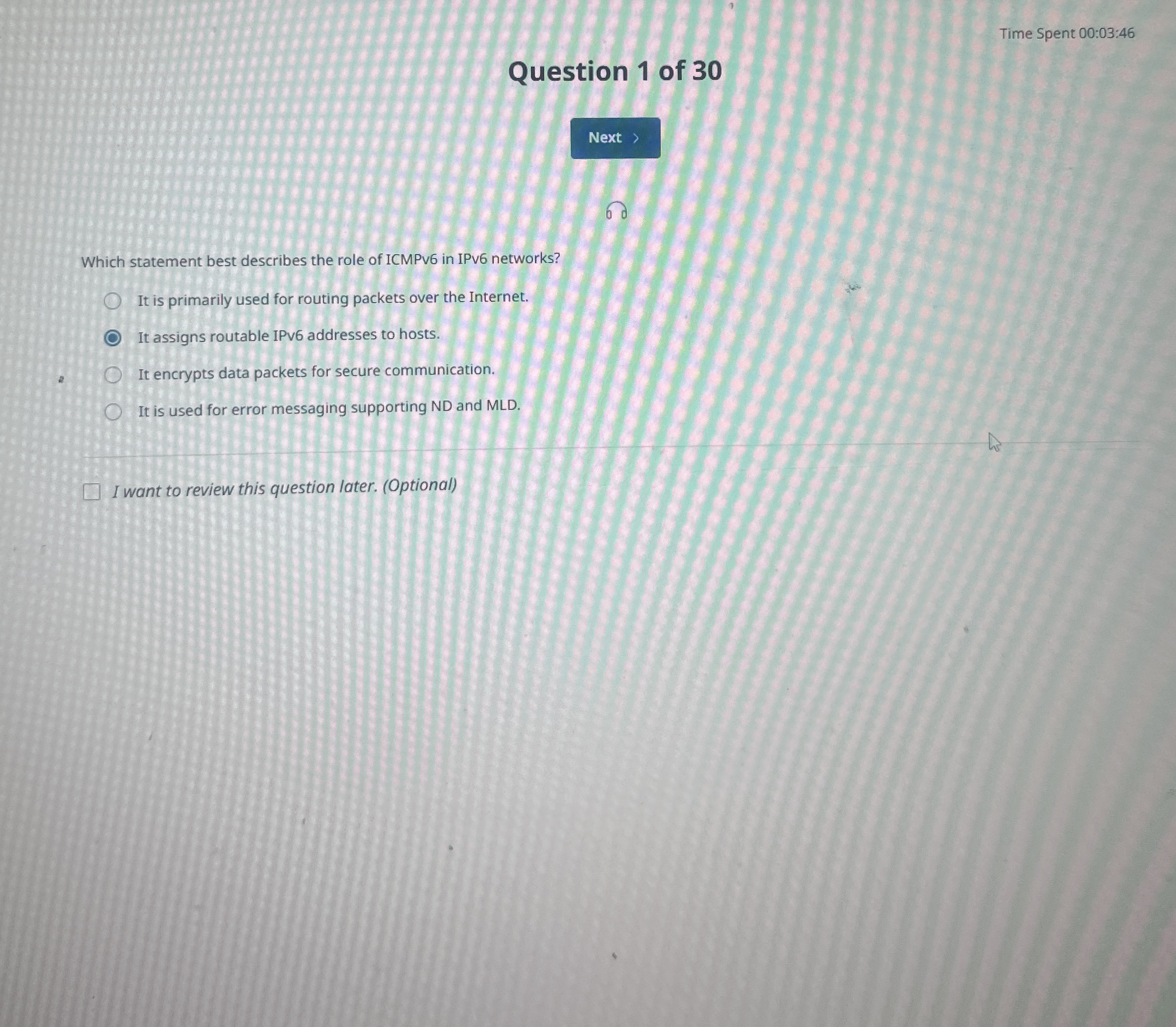 Time Spent 0 0 : 0 3 : 4 6 Question 1 of 3 0