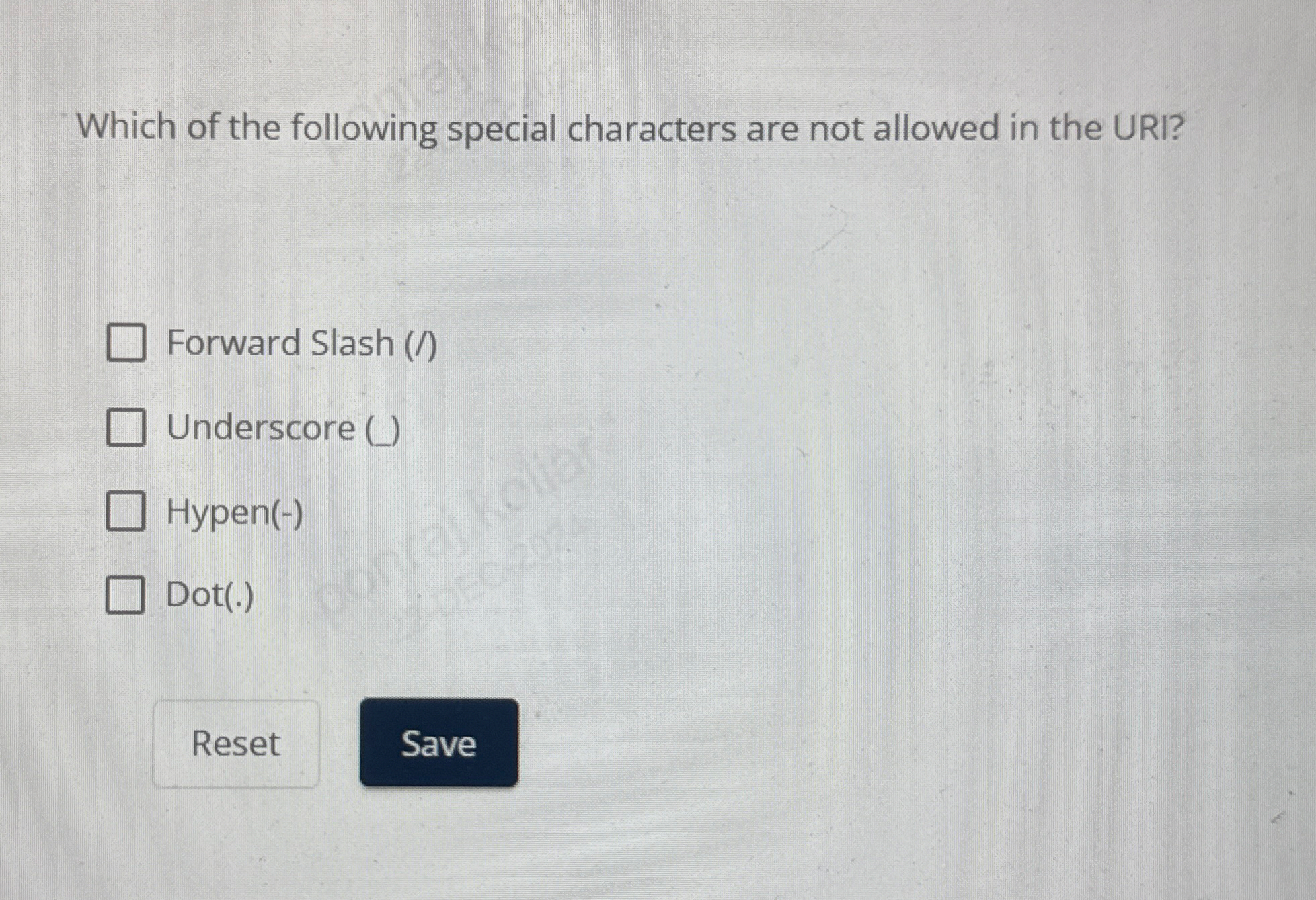 Which of the following special characters are not
