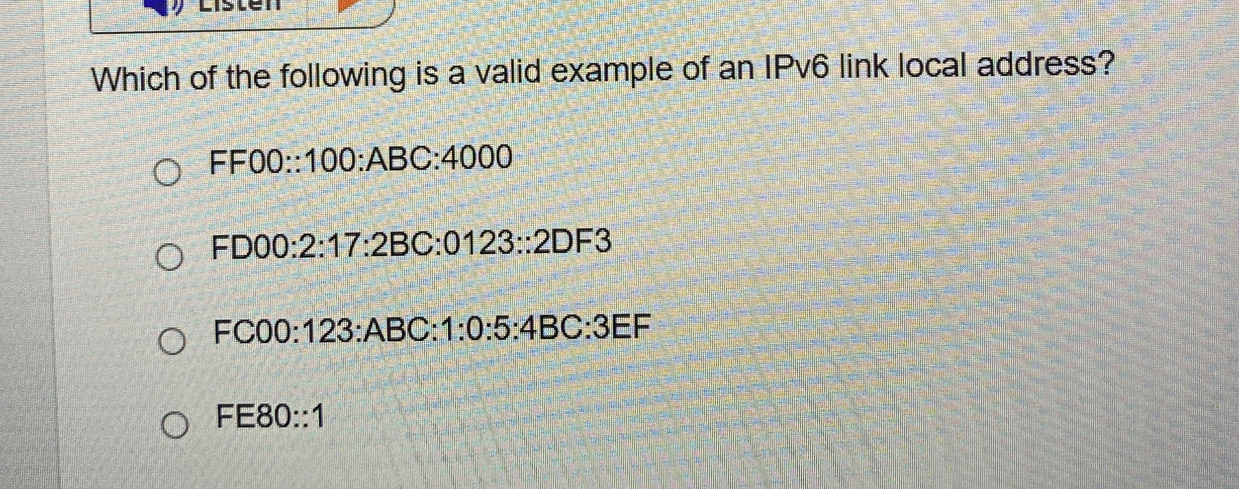 Which of the following is a valid example of an