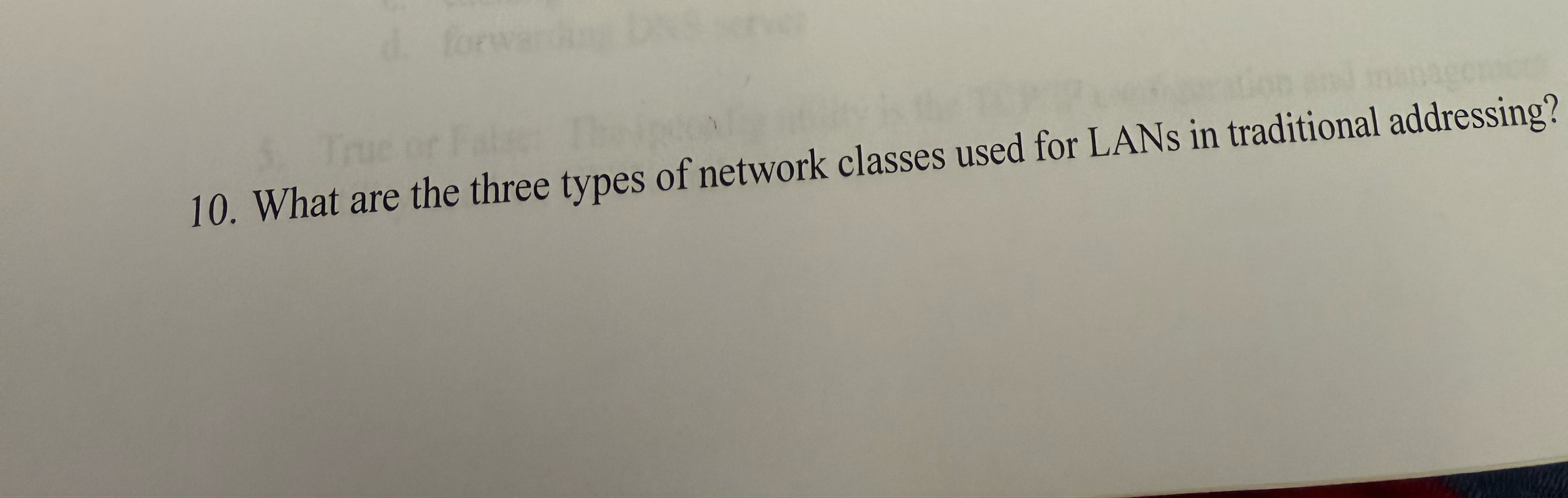What are the three types of network classes used