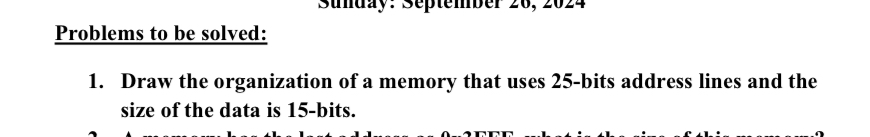 Problems to be solved: Draw the organization of a