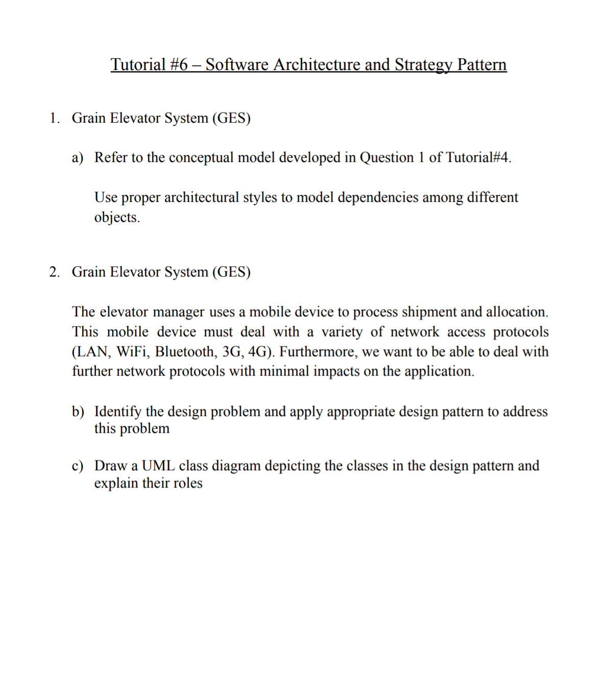 How to solve Tutorial # 6 - Software Architecture