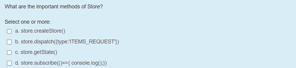 What are the important methods of Store? Select