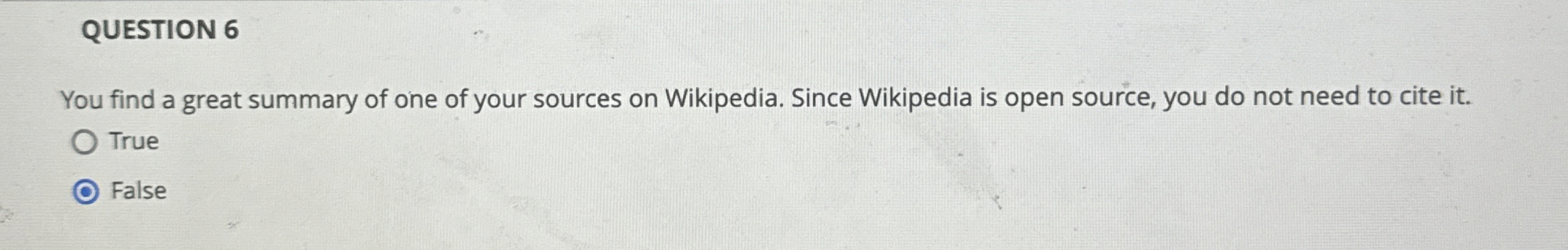 QUESTION 6 You find a great summary of one of