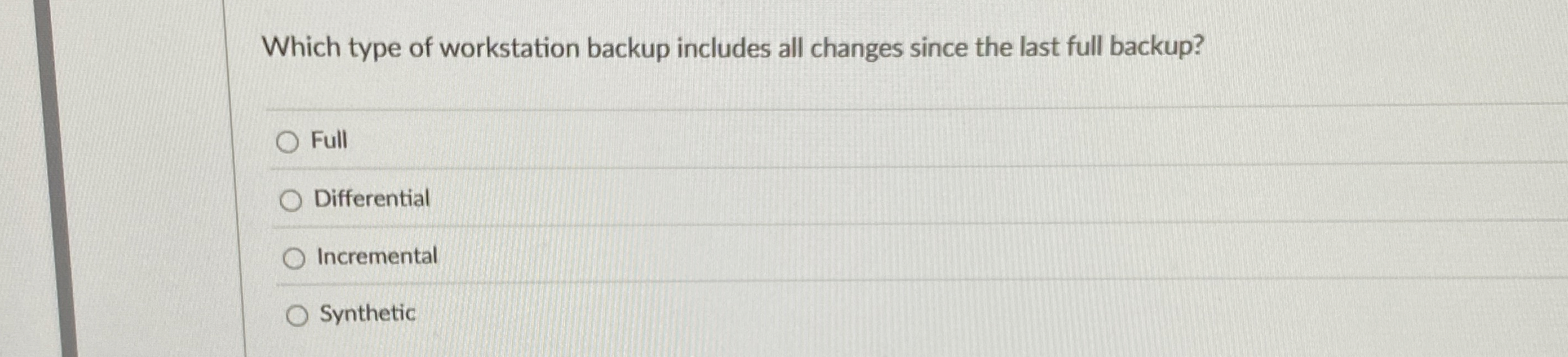 Which type of workstation backup includes all