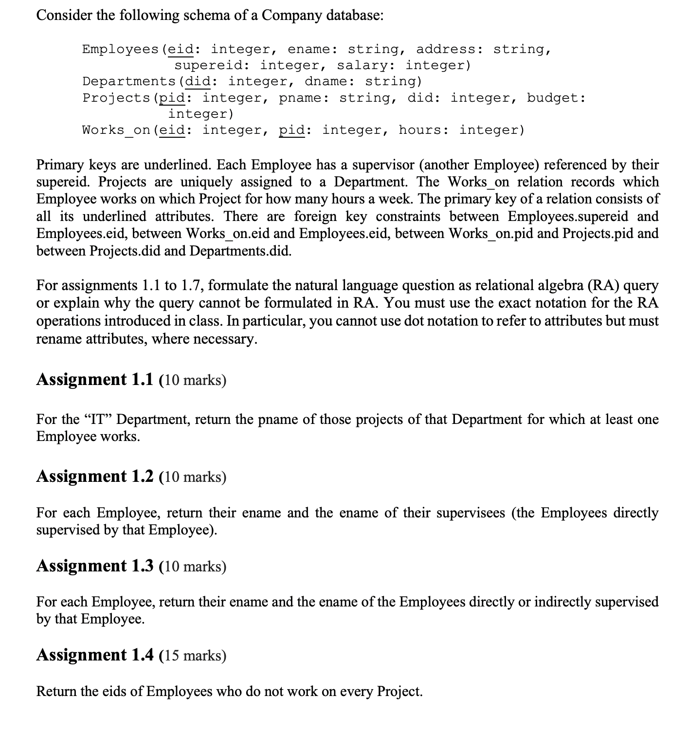 USE RELATIONAL ALGEBRA! I WILL THUMBS UP !