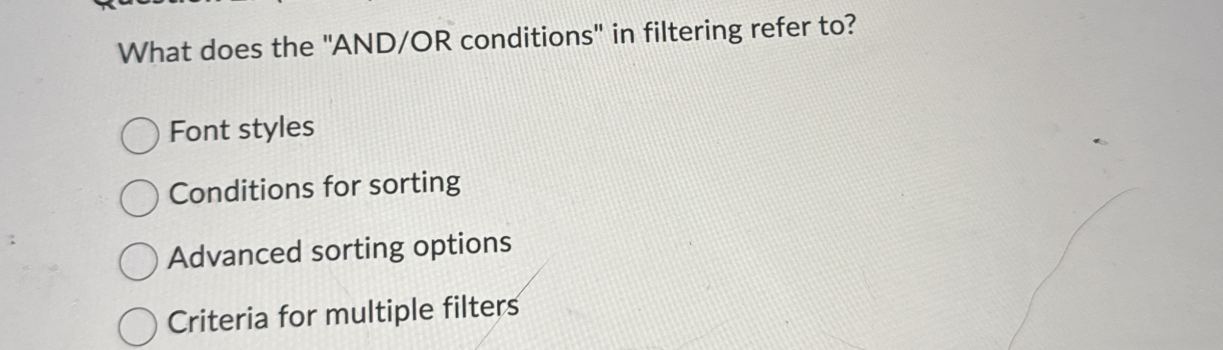 What does the "AND / OR conditions" in filtering