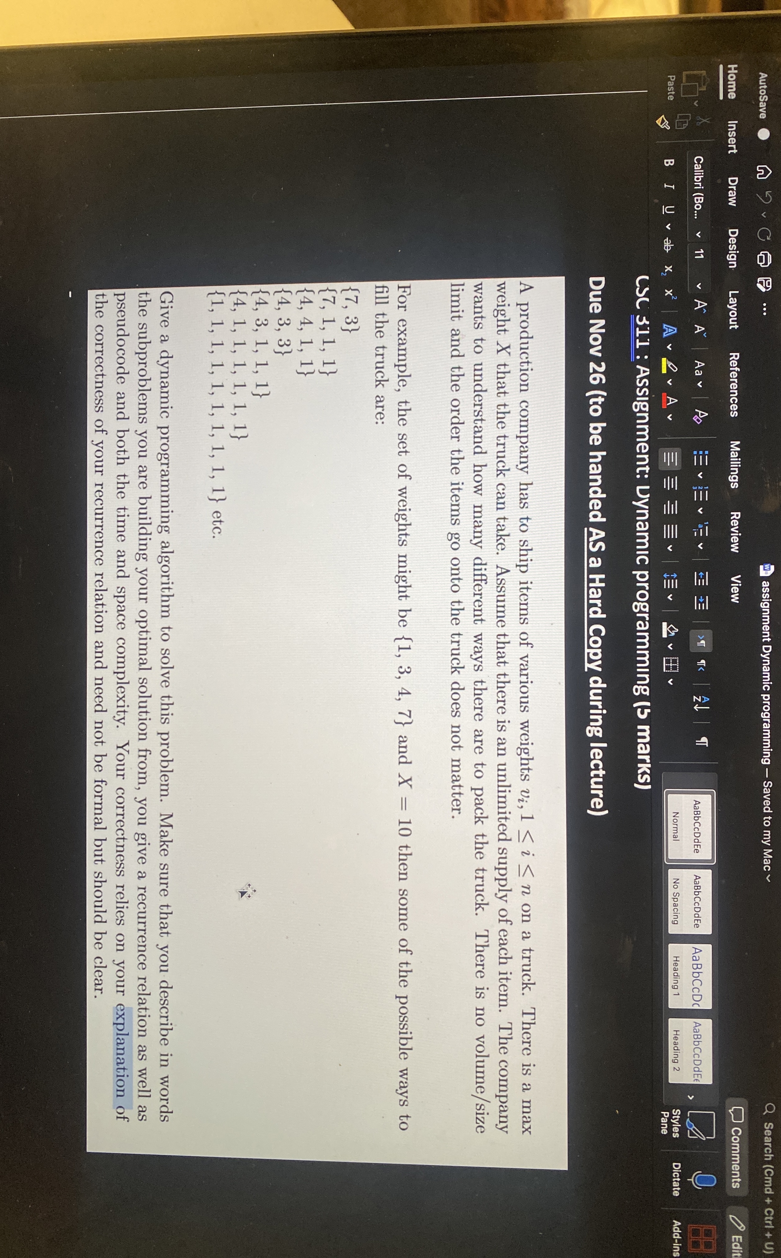 AutoSave Home Insert Draw Design - . assignment