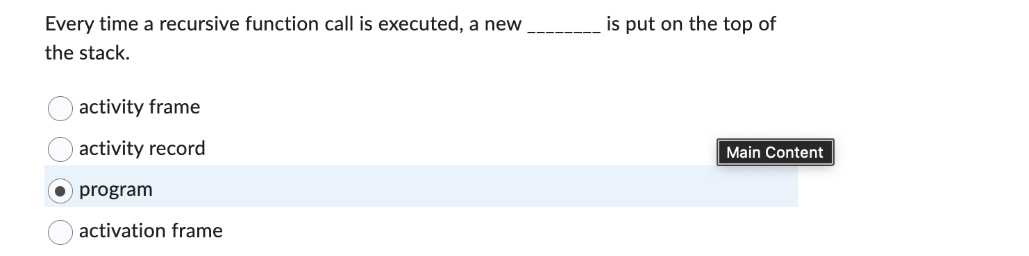 C + + Every time a recursive function call is