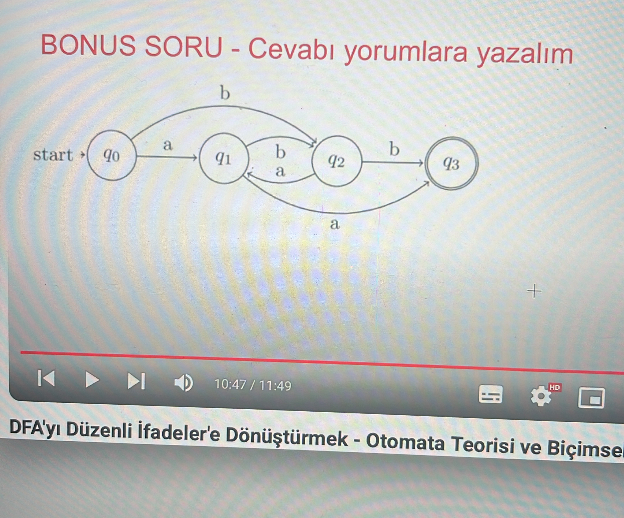 BONUS SORU - Cevab yorumlara yazal m DFA'y D