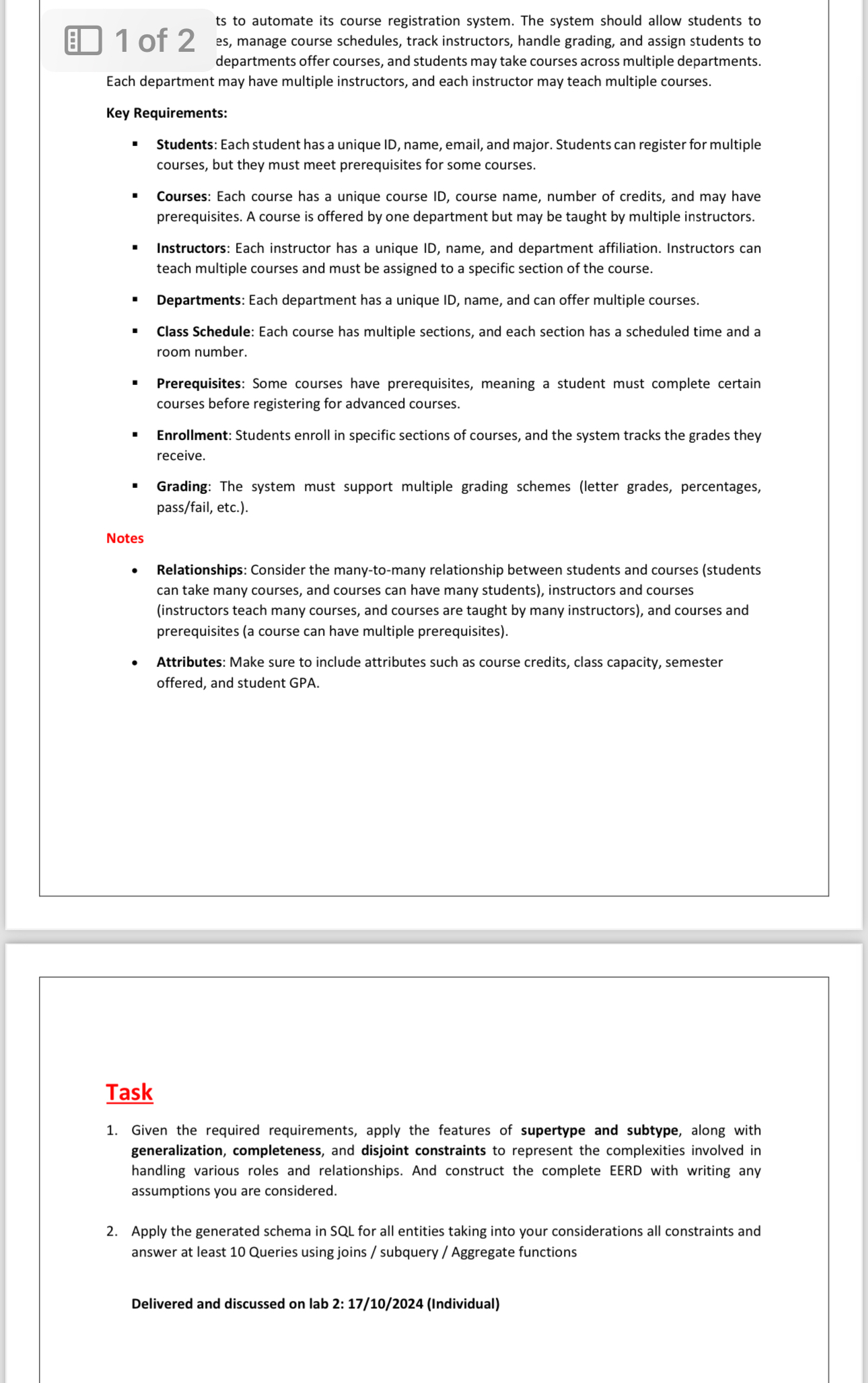 ts to automate its course registration system.
