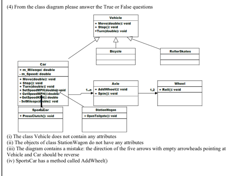 ( 4 ) From the class diagram please answer the
