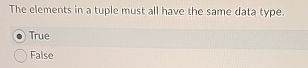 The elements in a tuple must all have the same
