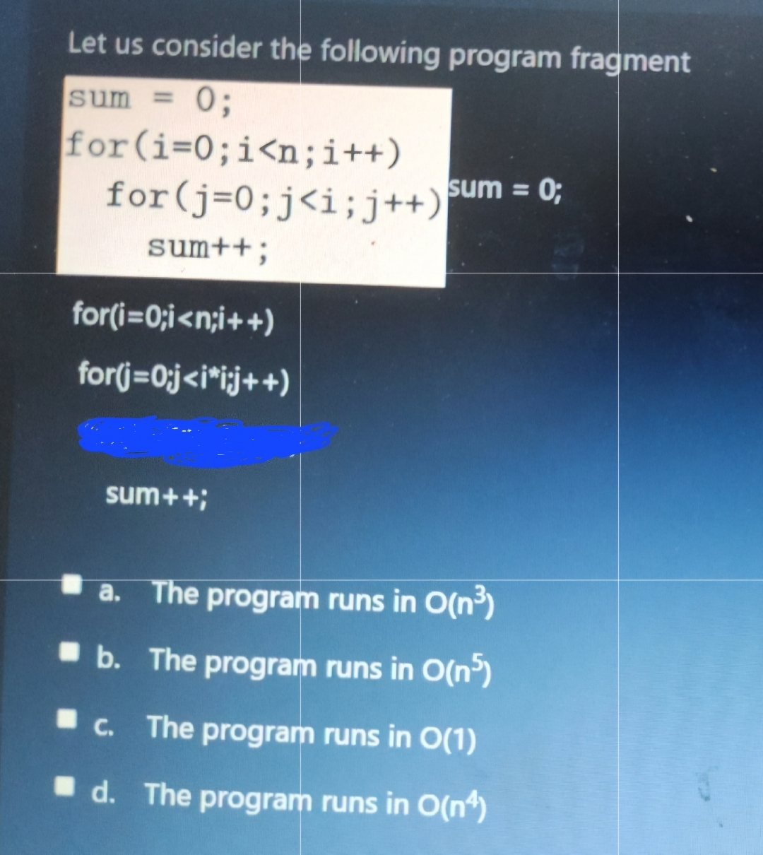 Let us consider the following program fragment O