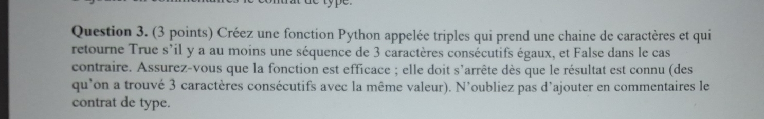 Question 3 . ( 3 points ) Cr ez une fonction