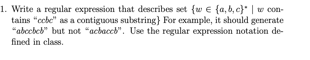 Write a regular expression that describes set { w