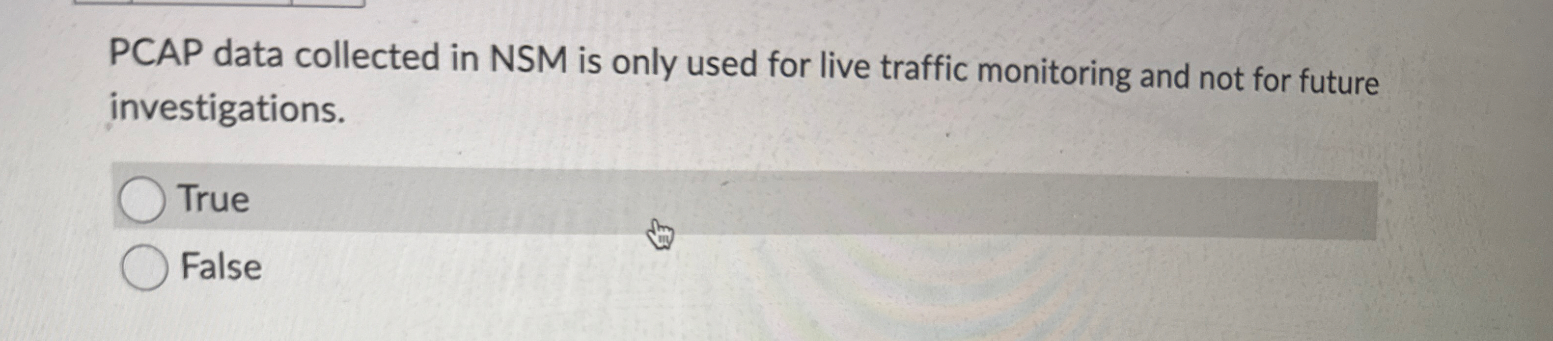 PCAP data collected in NSM is only used for live